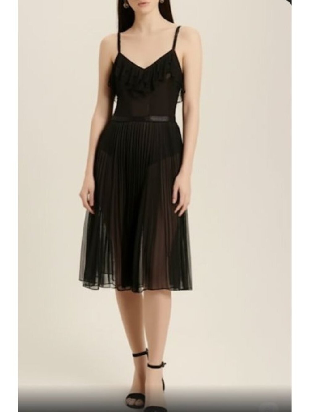 Laundry By Shelli Segal Whimsy Goth Twee Ribbon Waist Silk Dress Women's Size 2 - Picture 3 of 10